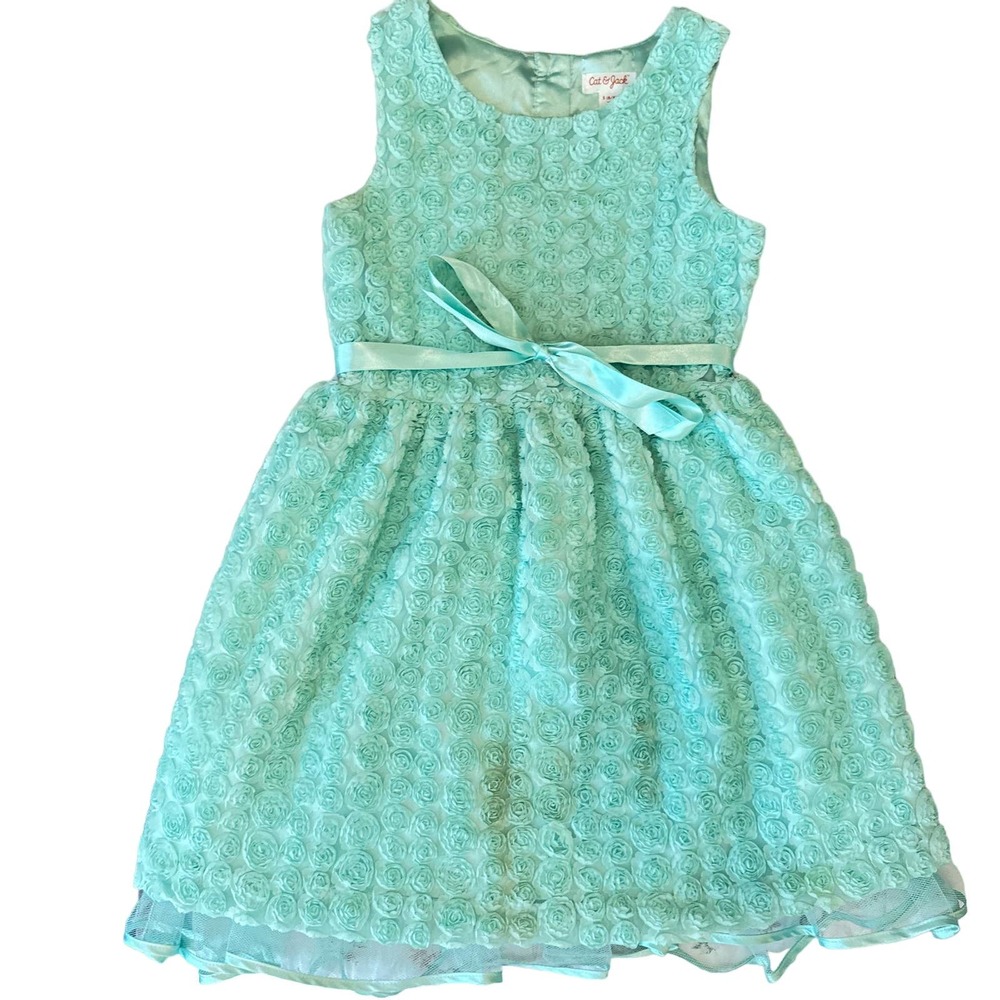 Little Girls Green Dress Size SMALL 6 WORN ONCE